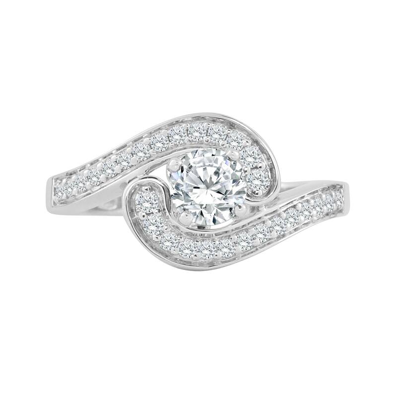 Auriya Bypass Swirl Round 3/4ctw Diamond Engagement Ring 14k Gold