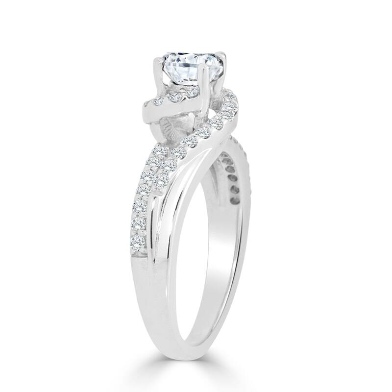 Auriya Split Bypass 1ctw Round Halo Diamond Engagement Ring 14k Gold