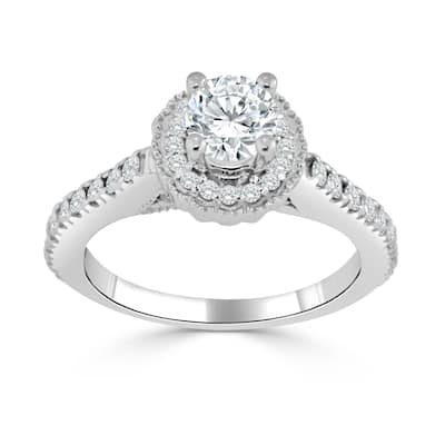 Auriya Unique Vintage 3/4ctw Round Halo Diamond Engagement Ring 14k Gold