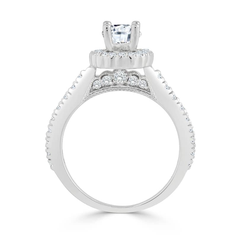 Auriya Unique Vintage 3/4ctw Round Halo Diamond Engagement Ring 14k Gold