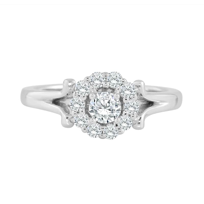 Auriya Floral Inspired 1/2ctw Round Halo Diamond Engagement Ring 14k Gold