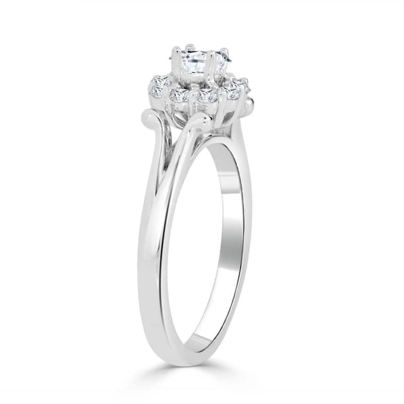 Auriya Floral Inspired 1/2ctw Round Halo Diamond Engagement Ring 14k Gold