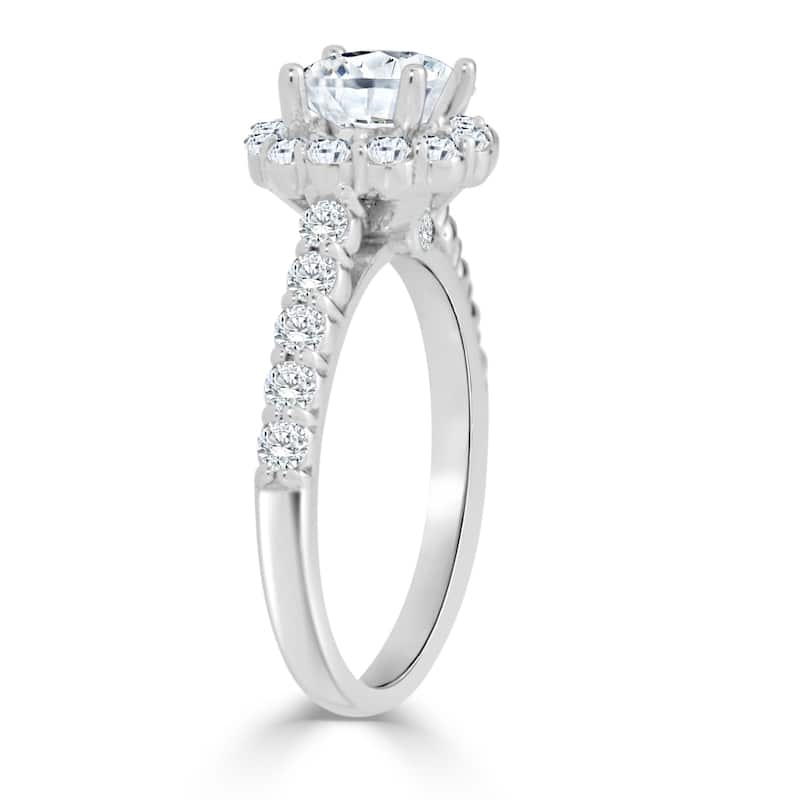 Auriya 14k Gold 1 1/2ct TDW Round Diamond Halo Engagement Ring