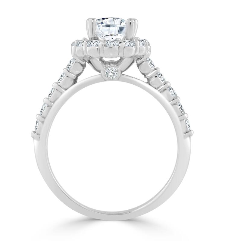 Auriya 14k Gold 1 1/2ct TDW Round Diamond Halo Engagement Ring
