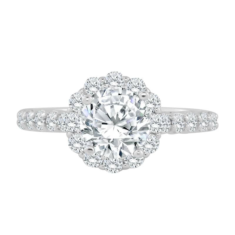 Auriya 14k Gold 1 1/2ct TDW Round Diamond Halo Engagement Ring
