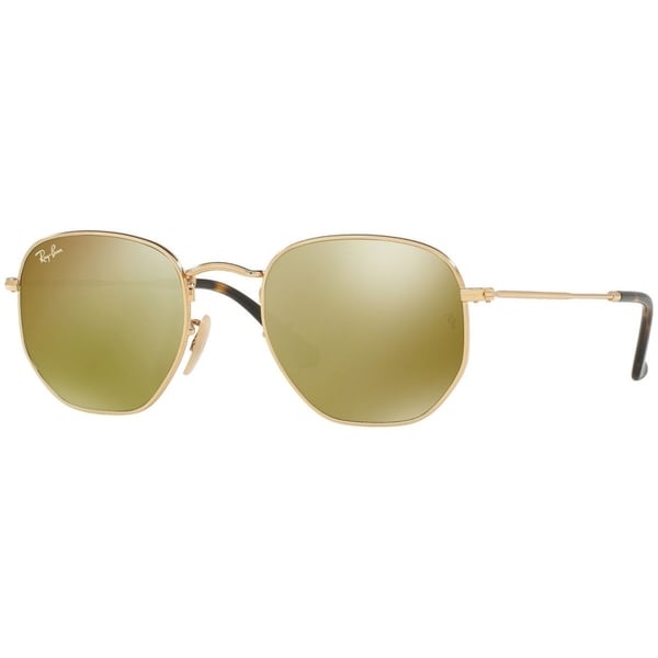 Shop Ray-Ban Hexagonal RB3548N Gold Frame Yellow Flash