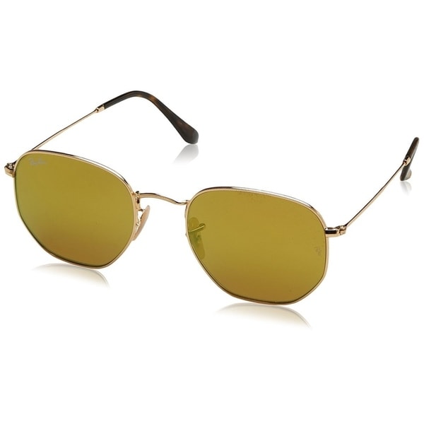 Shop Ray-Ban Unisex RB3548N Hexagonal Gold Frame Yellow