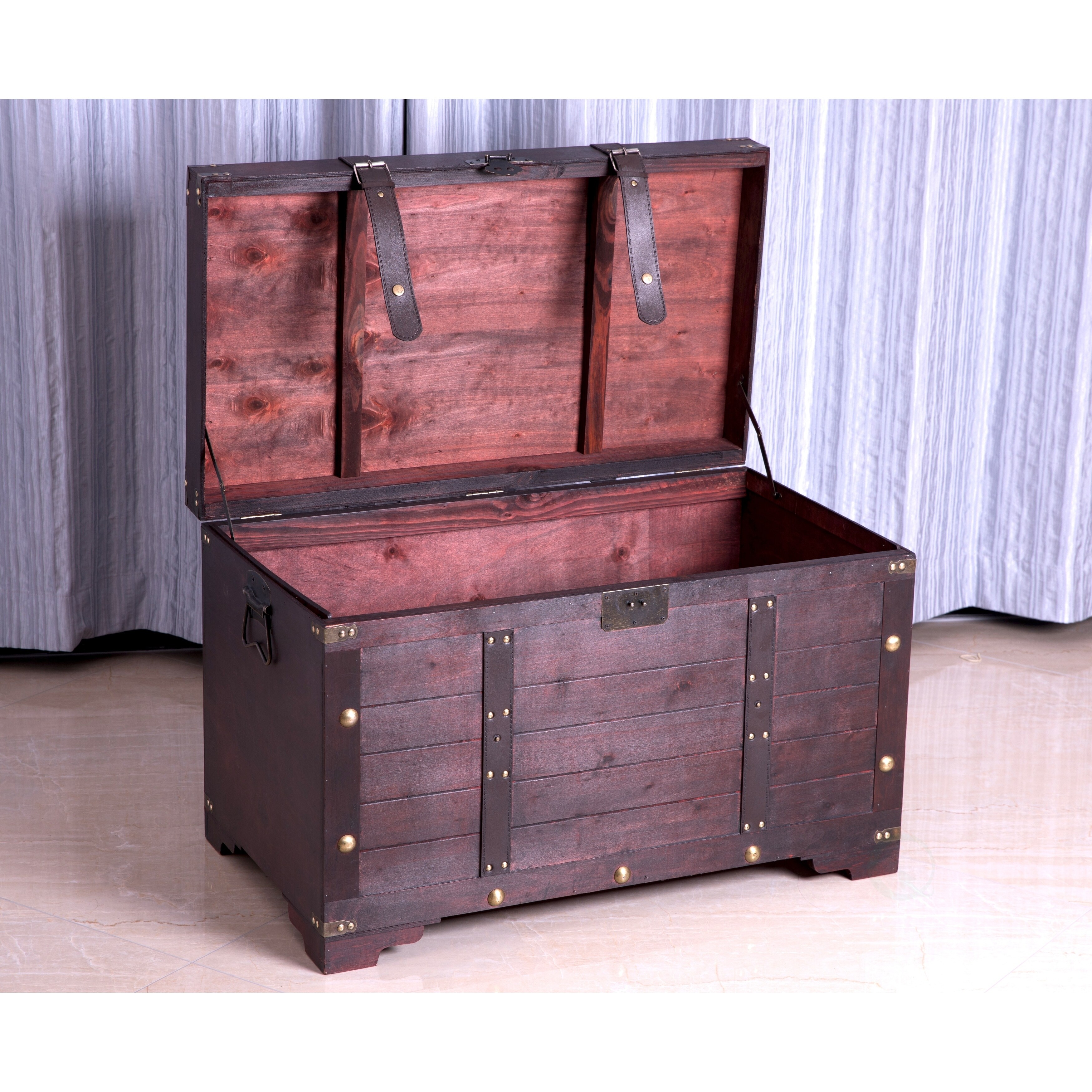 Canditree Antique Large Storage Trunk Wood Storage Chest Mexican Pinewood Storage Box for Living Room Bedroom