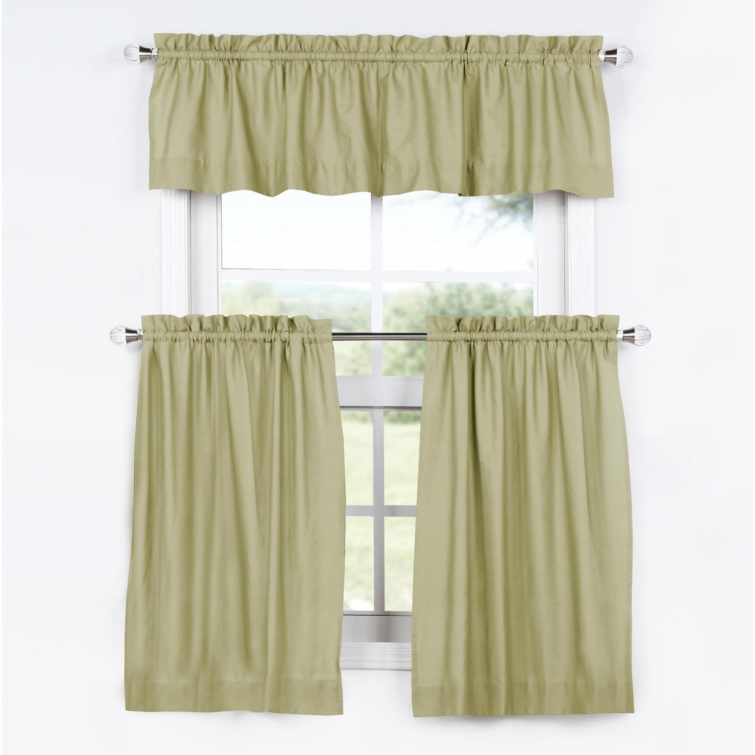 Shop Exclusive Fabrics Solid Cotton Kitchen Tier Curtain Valance