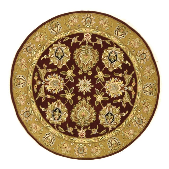 Handmade Traditions Tabriz Red/ Gold Wool And Silk Rug (6 Round)