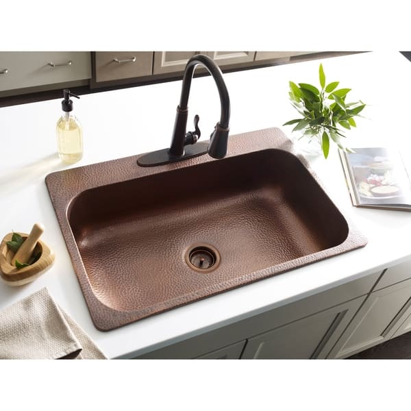 Sinkology 33 Angelico Drop In Copper Sink 4 Faucet Sinkology 33 Angelico Drop In Copper Sink 4 Faucet