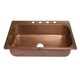 preview thumbnail 1 of 1, Sinkology 33" Angelico Drop-In Copper Sink - 4 Faucet Holes