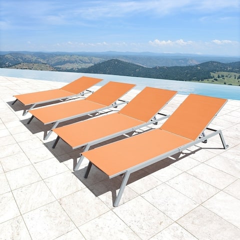 Corvus Torino Sling Fabric Reclining Outdoor Chaise Lounges (Set of 4)