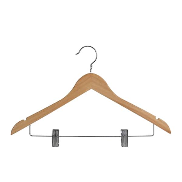 Kascade Wooden Natural Finish Non-slip Clip Tips Hangers (50 Piece ...