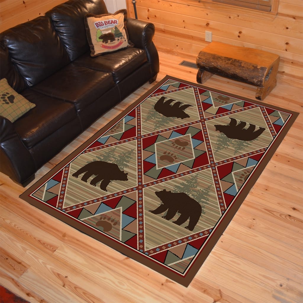 Rustic Lodge Bear Creek Multi Area Rug (5'3"x7'3") - 5'3" x 7'3"/Surplus