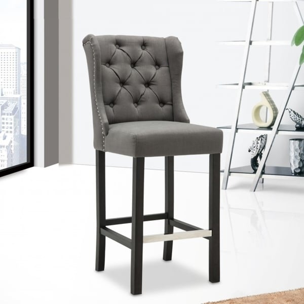 gray tufted bar stools