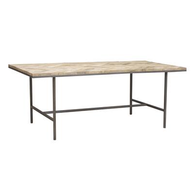 Caribou Dane Chevron Nordic Finish/ Industrial Pipe Wood Dining Table - Brown