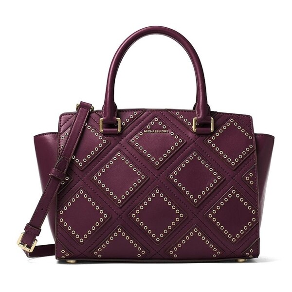 Michael Kors Selma Medium Diamond Grommet Leather Satchel Michael Kors Selma Medium Diamond Grommet Leather Satchel Plum 30f6adxs2l 633