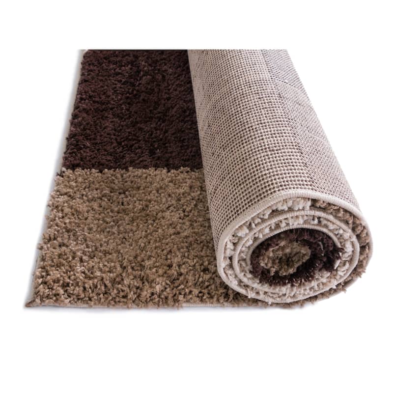 Well Woven Modern Geometric Squares Brown Area Rug - 6'7" x 9'10"