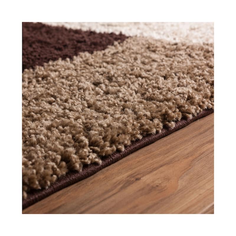 Well Woven Modern Geometric Squares Brown Runner Rug - 2' x 7'3"