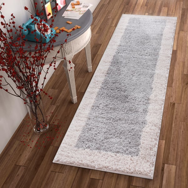 Well Woven Modern Solid Color Border Runner Rug 2 X 7 3 On Sale Overstock 17760751