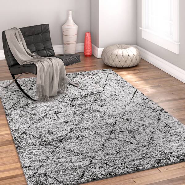 Well Woven Modern Moroccan Trellis Grey Area Rug 6'7" x 9'10