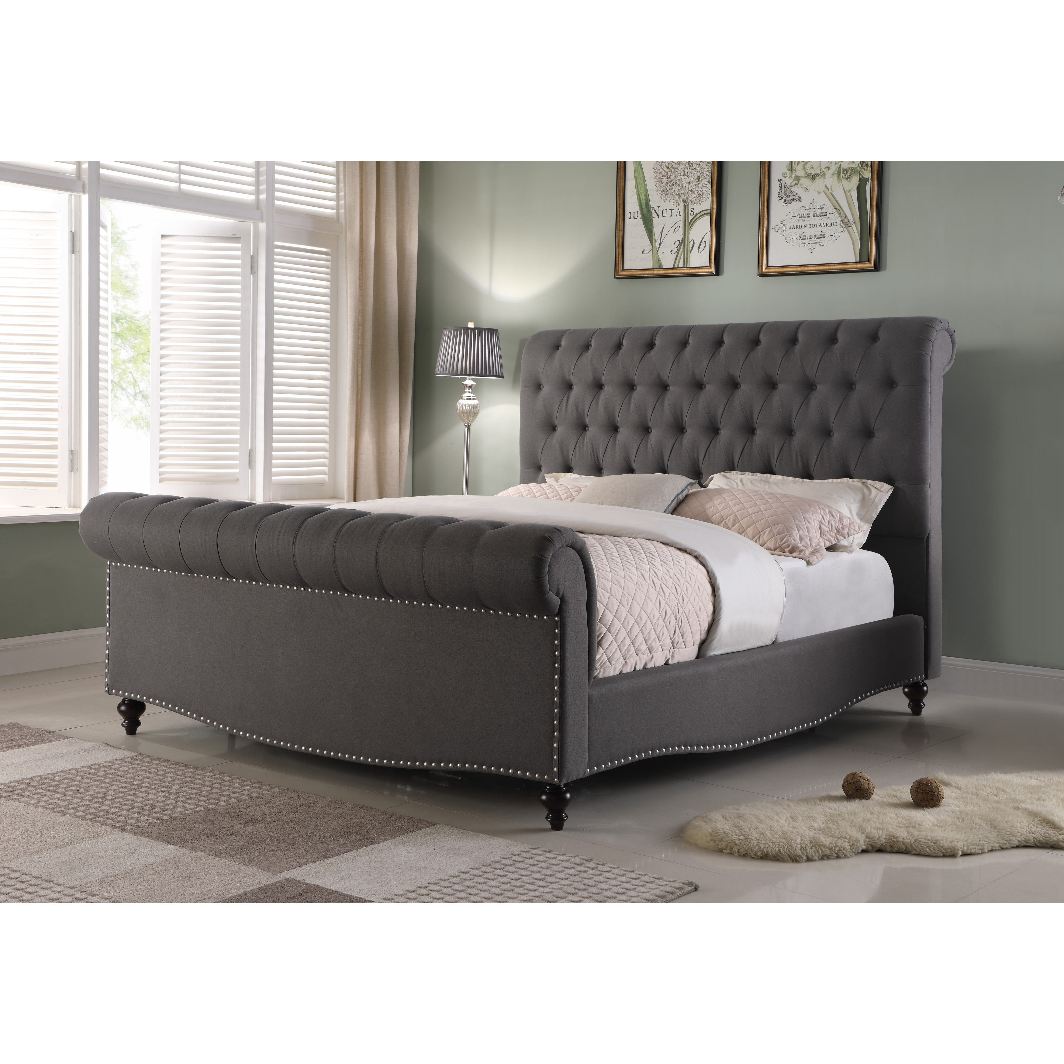 Best Quality Furniture Linen Upholstered Sleigh Bed Free Best Quality Furniture Linen Upholstered Sleigh Bed Free Shipping Today 17761701
