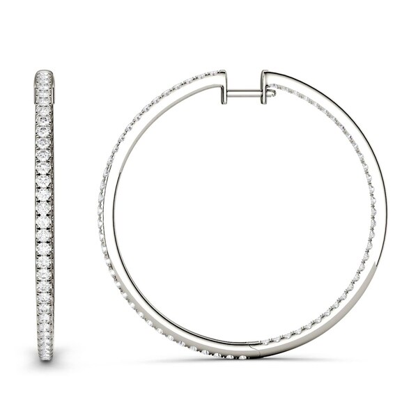 Charles Colvard 14k White Gold 2ct Dew Forever Clic Charles Colvard 14k White Gold 2ct Dew Forever Clic Moissanite Hoop Earrings