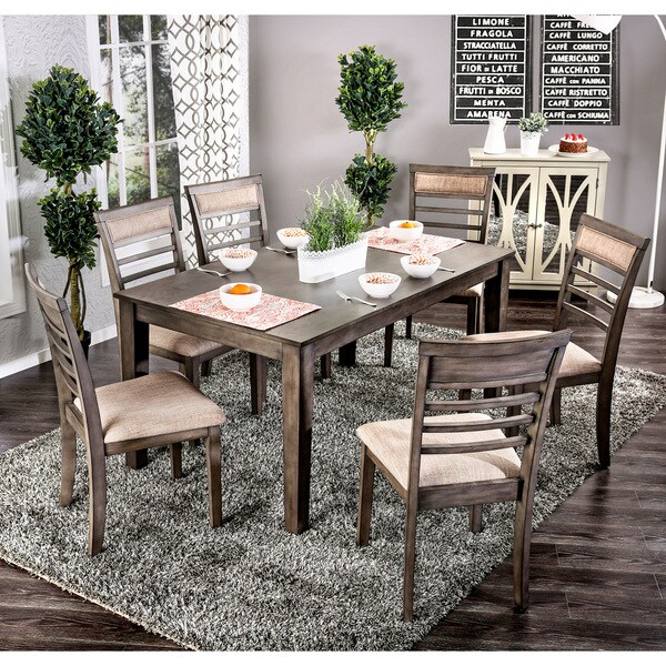 Shop Furniture of America Yevana Contemporary 7-piece Wooden Dining Set - On Sale - Free ...