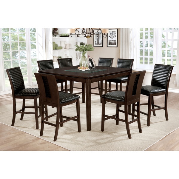 Gileon Transitional Walnut 9-piece Counter Height Dining Set by FOA