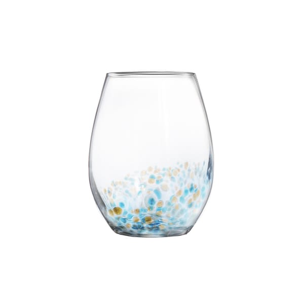 Callie Blue/Gold Stemless Glasses - Set of 4