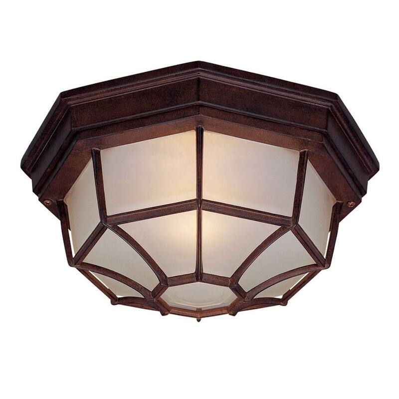 Acclaim Flushmount 2-Light Outdoor Burled Walnut Ceiling Light - Burled Walnut