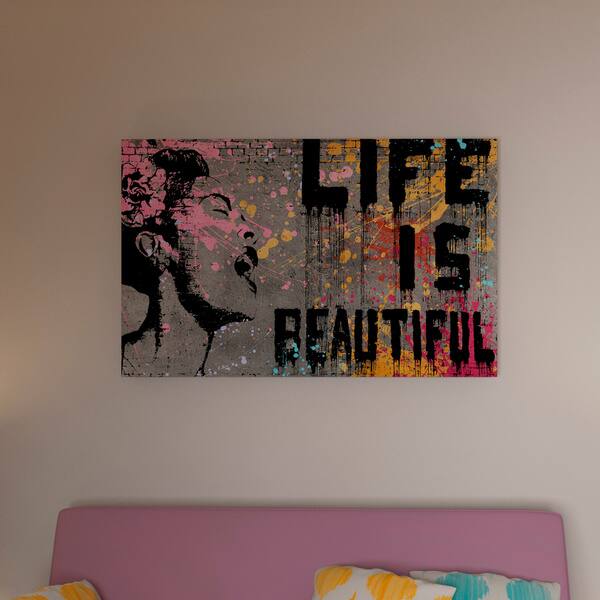 Banksy 'Life is Beautiful' Canvas Wall Art Bed Bath & Beyond 17765075