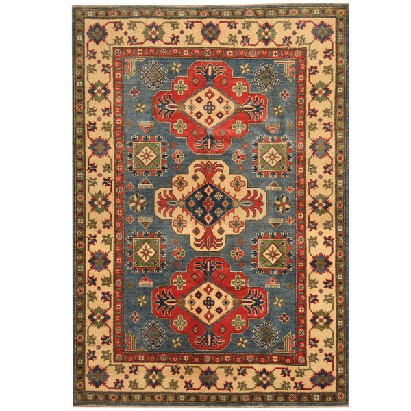 Handmade Herat Oriental Afghan Tribal Kazak Wool Rug (Afghanistan) - 4'10 x 6'7