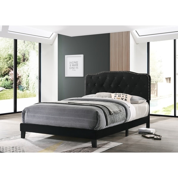 Best Quality Furniture Upholstered Button Tufted Panel Bed - Overstock