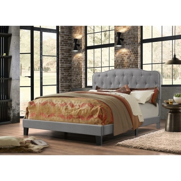 Best Quality Furniture Upholstered Button Tufted Panel Bed - Free