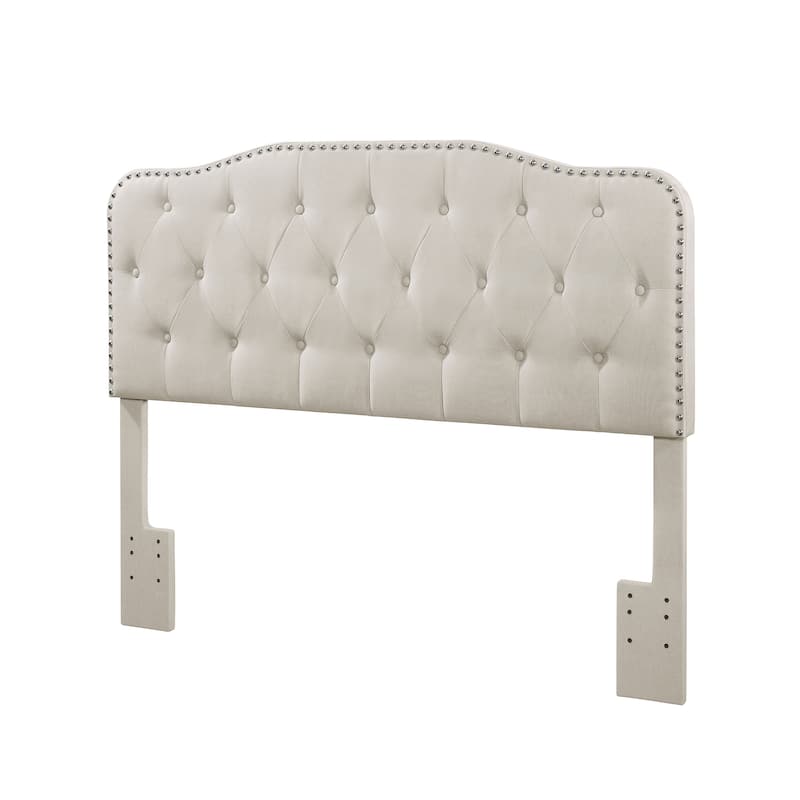 Best Quality Furniture Upholstered Queen/Full or Twin Button Tufted Headboard - Beige - Queen