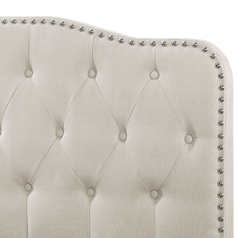 Best Quality Furniture Upholstered Queen/Full or Twin Button Tufted Headboard