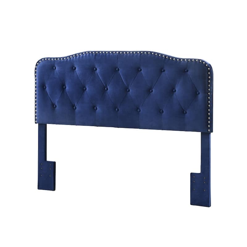 Best Quality Furniture Upholstered Queen/Full or Twin Button Tufted Headboard - Navy Blue - Queen