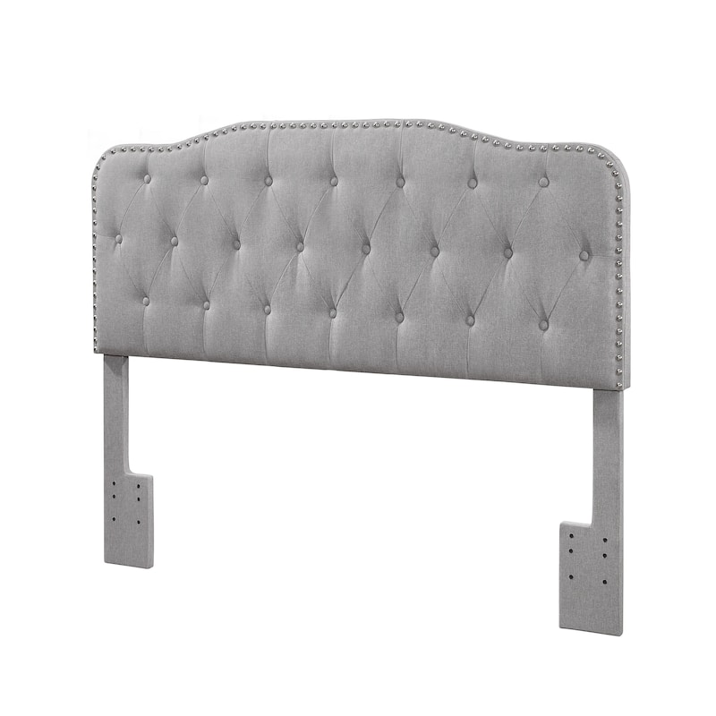 Best Quality Furniture Upholstered Queen/Full or Twin Button Tufted Headboard - Smoke Grey - Queen