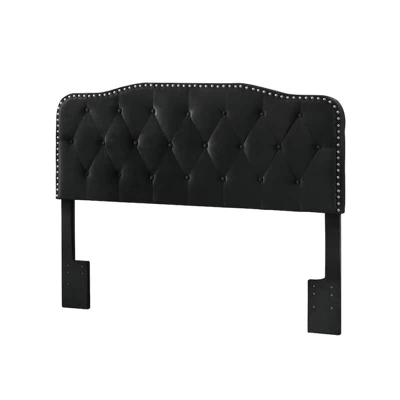 Best Quality Furniture Upholstered Queen/Full or Twin Button Tufted Headboard - Black - Queen