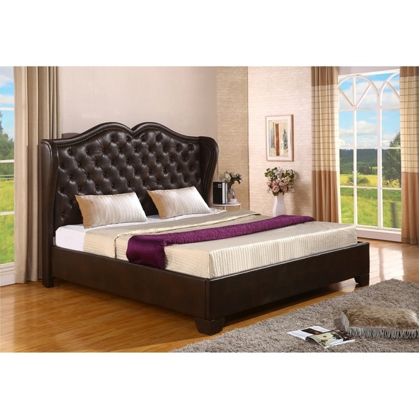 Shop Best Quality Furniture Upholstered WIngback Panel Bed - Free