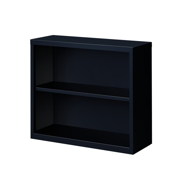 Hirsh 30"H 2-Shelf Metal Bookcase, Black