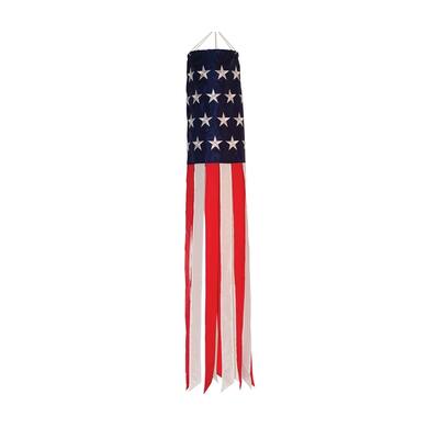 In the Breeze Patriotic Stars & Stripes Embroidered Windsock Garden