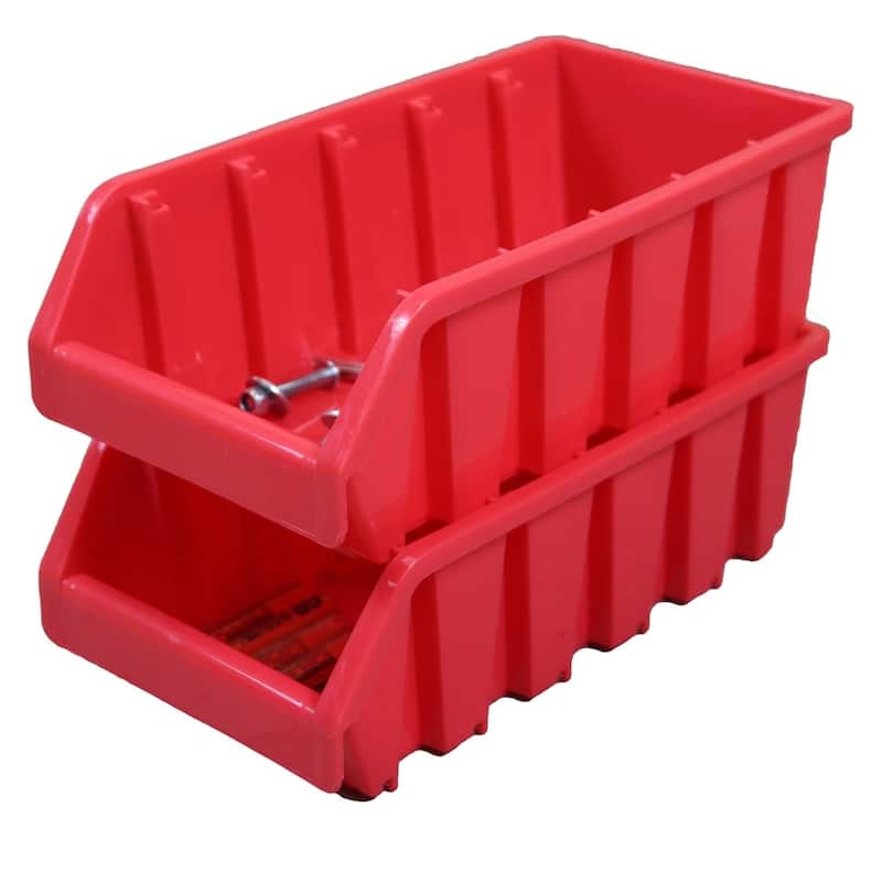 Plastic Storage Stacking Bins - set of 2 red