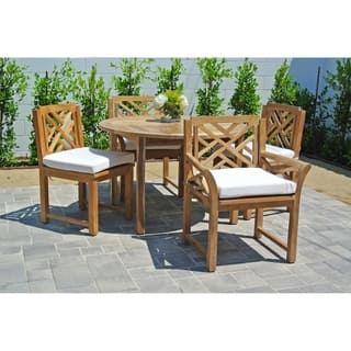 5pc Monterey Teak Outdoor Patio Furniture Dining Set With 48 Round Table Sunbrella Cushion 5pc Monterey Teak Outdoor Patio Furniture Dining Set With 48 Round Table Sunbrella Cushion