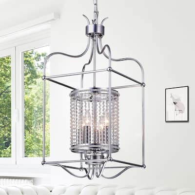 Warehouse of Tiffany Cariana Brushed Silver Metal and Clear Crystal 60-watt 4-light 13-inch Rectangular Pendant Light