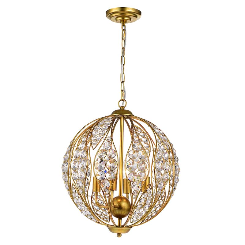 Warehouse of Tiffany Dulne Antique Goldtone Metal 13-inch 3-light Crystal Globe Pendant