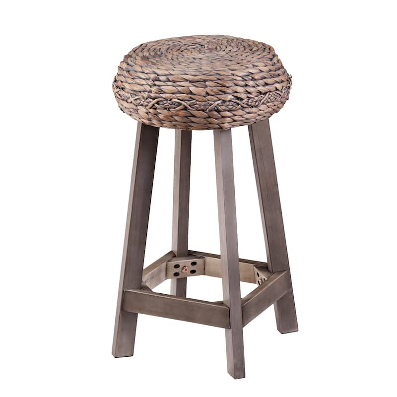 SEI Furniture Belize Grey Washed Wicker Counter Stool (Set of 2)