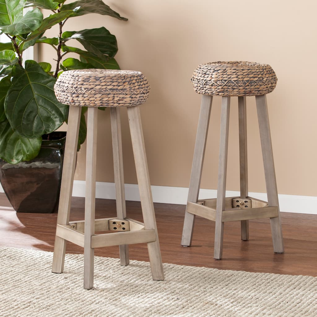 SEI Furniture Belize Weathered Grey Wicker Barstool (Set of 2)